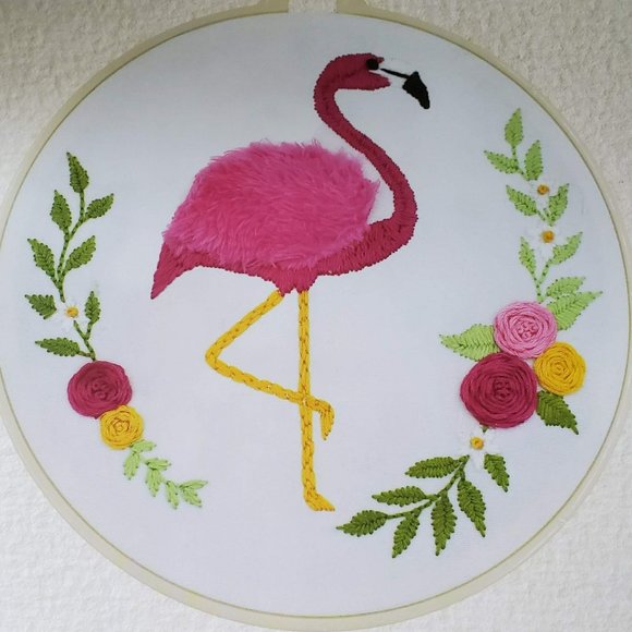 Flamingo Embroidery Pattern, Needlepoint Kit, Bird Needlework, Sewing Kit - Picture 1 of 2